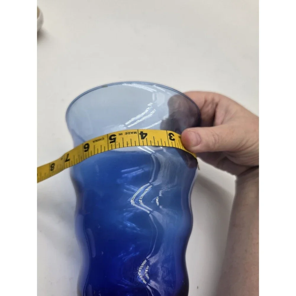 Vintage Cobalt Blue Art Deco Style Ribbed Conical Glass Vase